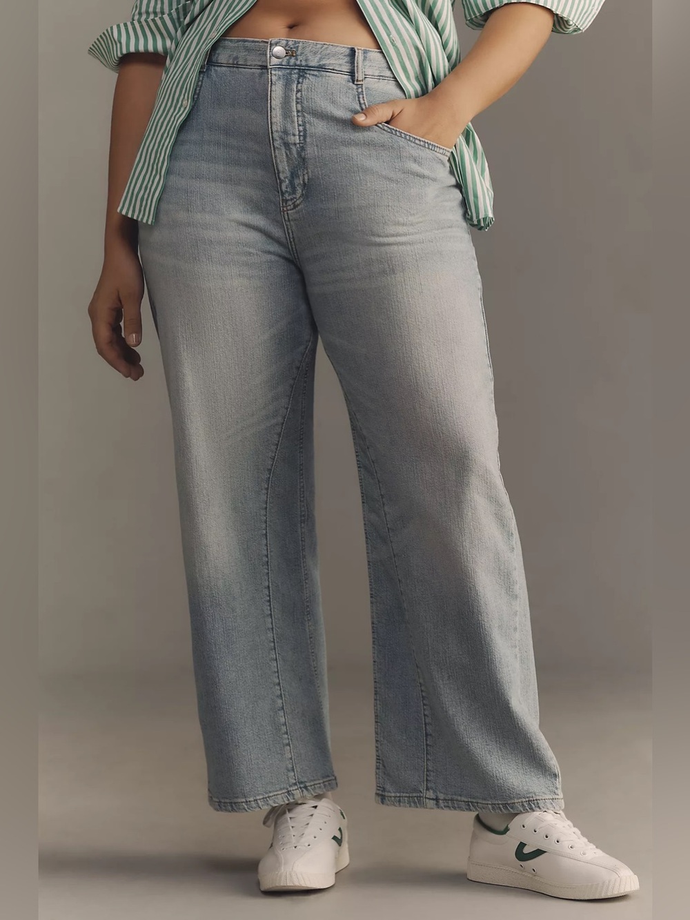 Anthropologie Pilcro Ellis Tapered Barrel Jean Sz 32 Cropped Light Wash - Picture 4 of 14